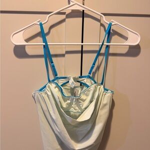 Blue and Teal Underwire Bra Peek Tank Top